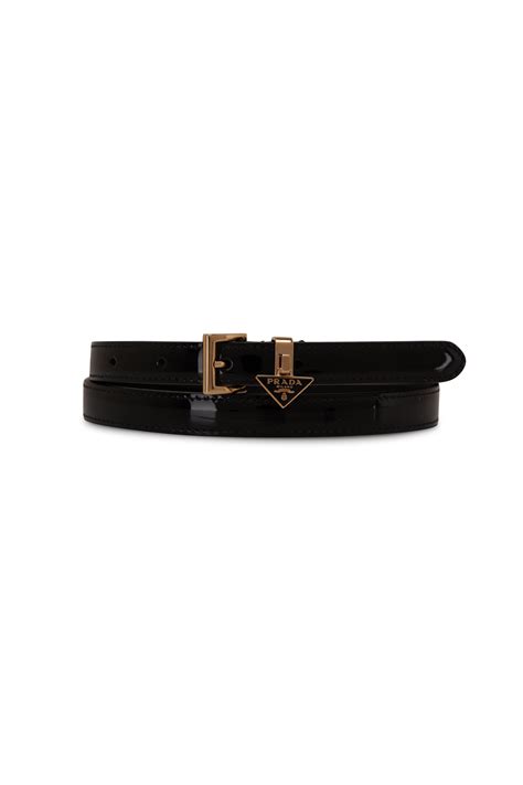 Prada: Black Vernice Belt 